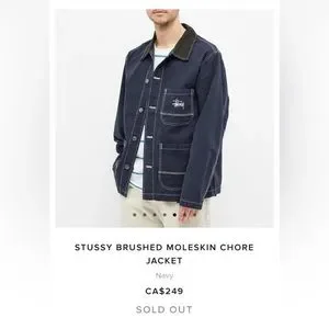 【希少】Stussy Brushed Moleskin Chore Jacket Stussy Brushed Moleskin Chore Jacket Cognac - Centrevillestore